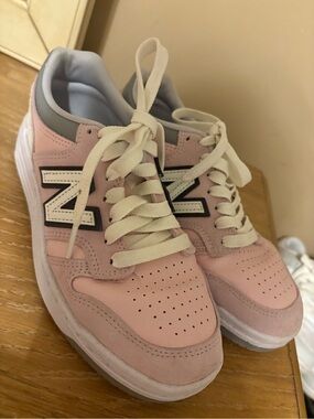 New Balance Pink and Cream Lace-Up Sneakers